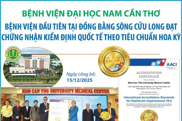 Bệnh viện Đại học Nam Cần Thơ: Bệnh viện đầu tiên tại Đồng bằng sông Cửu Long đạt chứng nhận kiểm định quốc tế theo tiêu chuẩn Hoa Kỳ