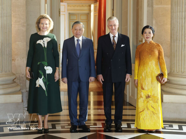 Top Vietnamese leader meets with Belgian King and Queen
