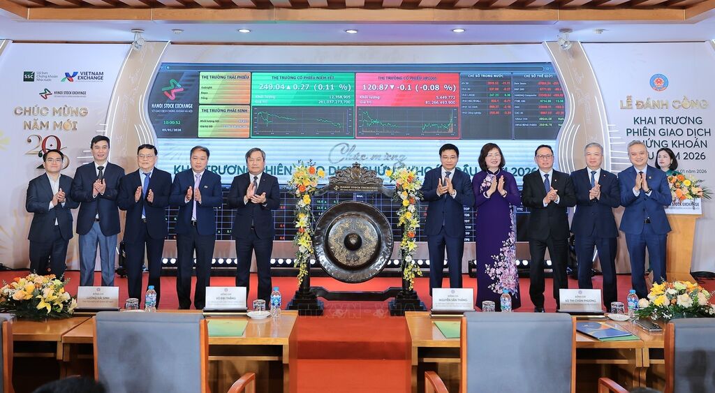 Lễ đánh cồng khai trương giao dịch chứng khoán đầu năm 2026