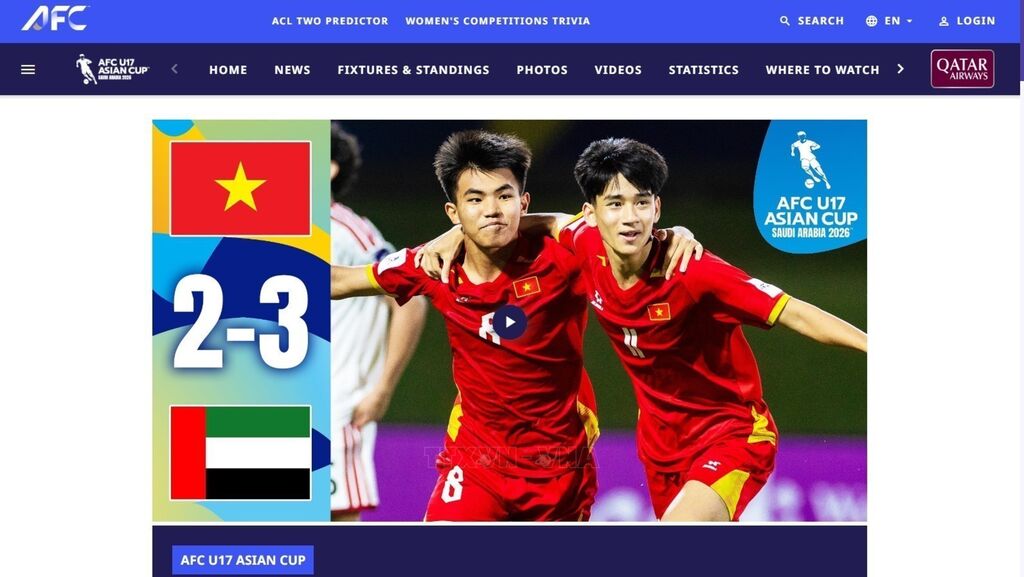 Thai media praise Vietnam U17’s historic World Cup qualification